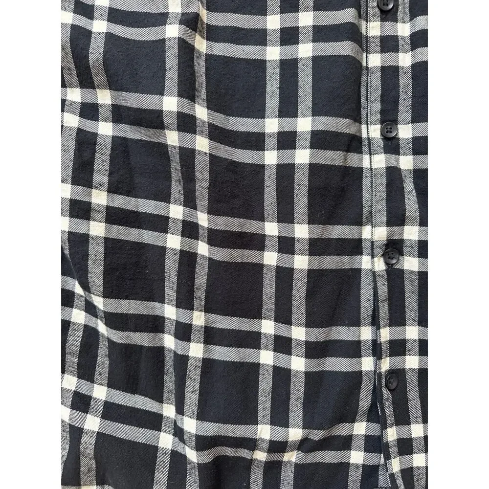 Hanna Andersson Women's Holiday Flannel Pajama Set Black & White Plaid Sz Medium